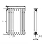 Стальной трубчатый радиатор отопления rifar tubog ventil tub 3180 6 секций титан нижнее одностороннее подключение tub 3180-06-dv1-ti